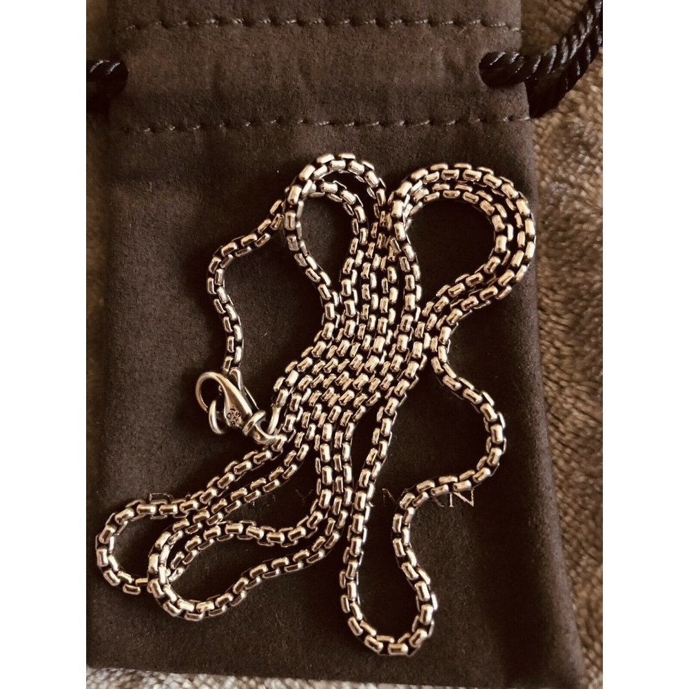David Yurman Box Chain Necklace 24”Long 2.7mm + DY Pouch + Polishing Cloth